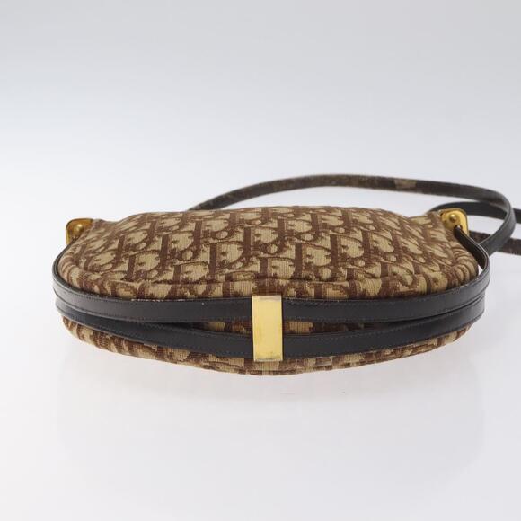 DIOR Trotter Canvas Shoulder Bag Brown Gold - Picture 9 of 12